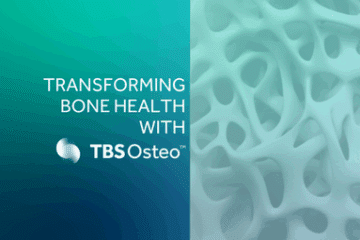 Cover image with the text ‘Transforming Bone Health with TBS Osteo’ on a teal gradient background, featuring a 3D trabecular bone pattern.